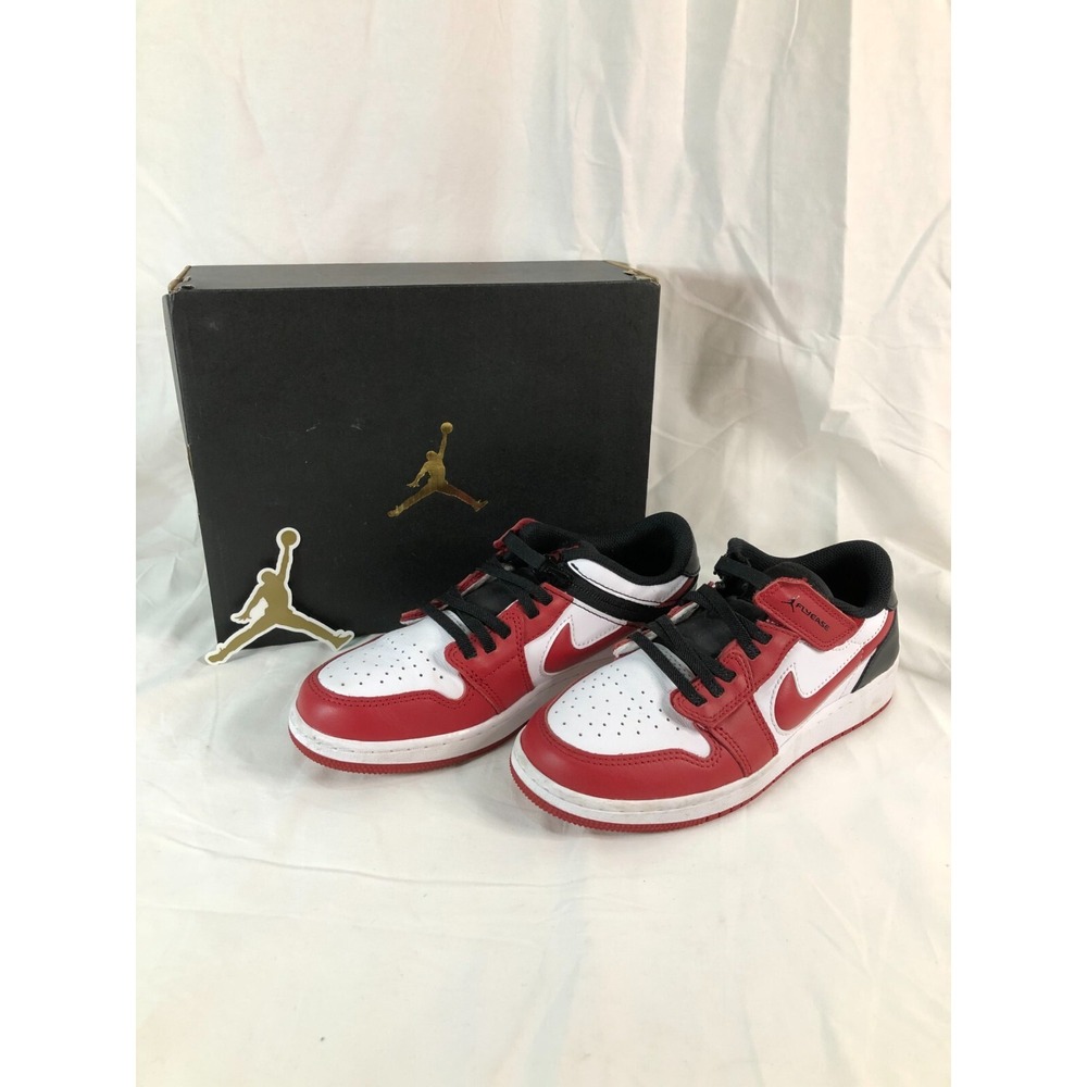 Nike Air Jordan 1 Low Flyease (GS) White Gym Red Black Sz 5Y‎ Womens 6.5